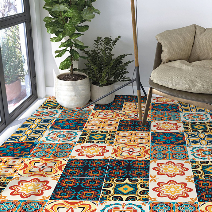 Mediterranean Giấy Dán Sàn Nhà Bằng pvc Dày Dặn Phong Cách vintage