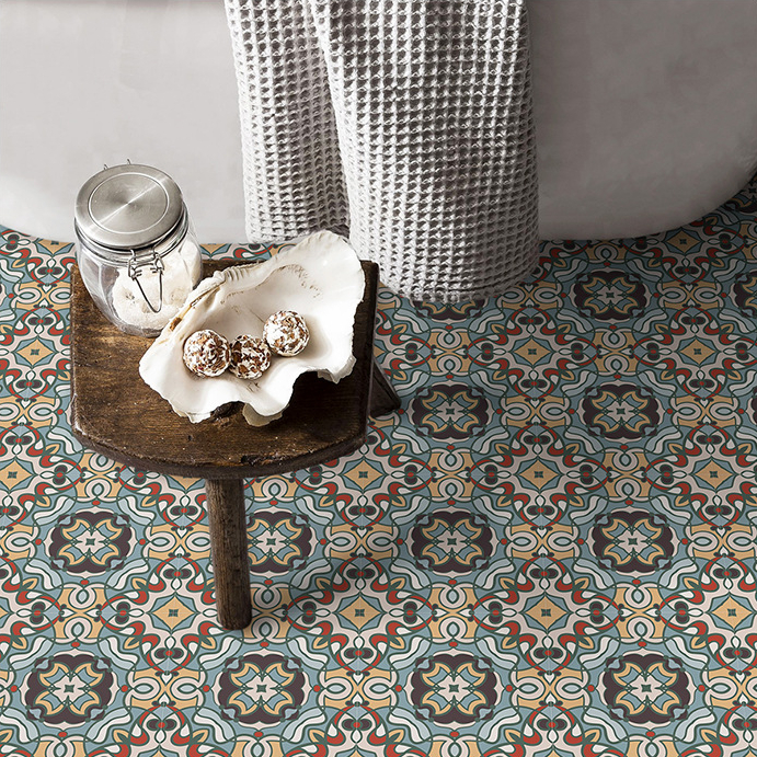 Mediterranean Giấy Dán Sàn Nhà Bằng pvc Dày Dặn Phong Cách vintage