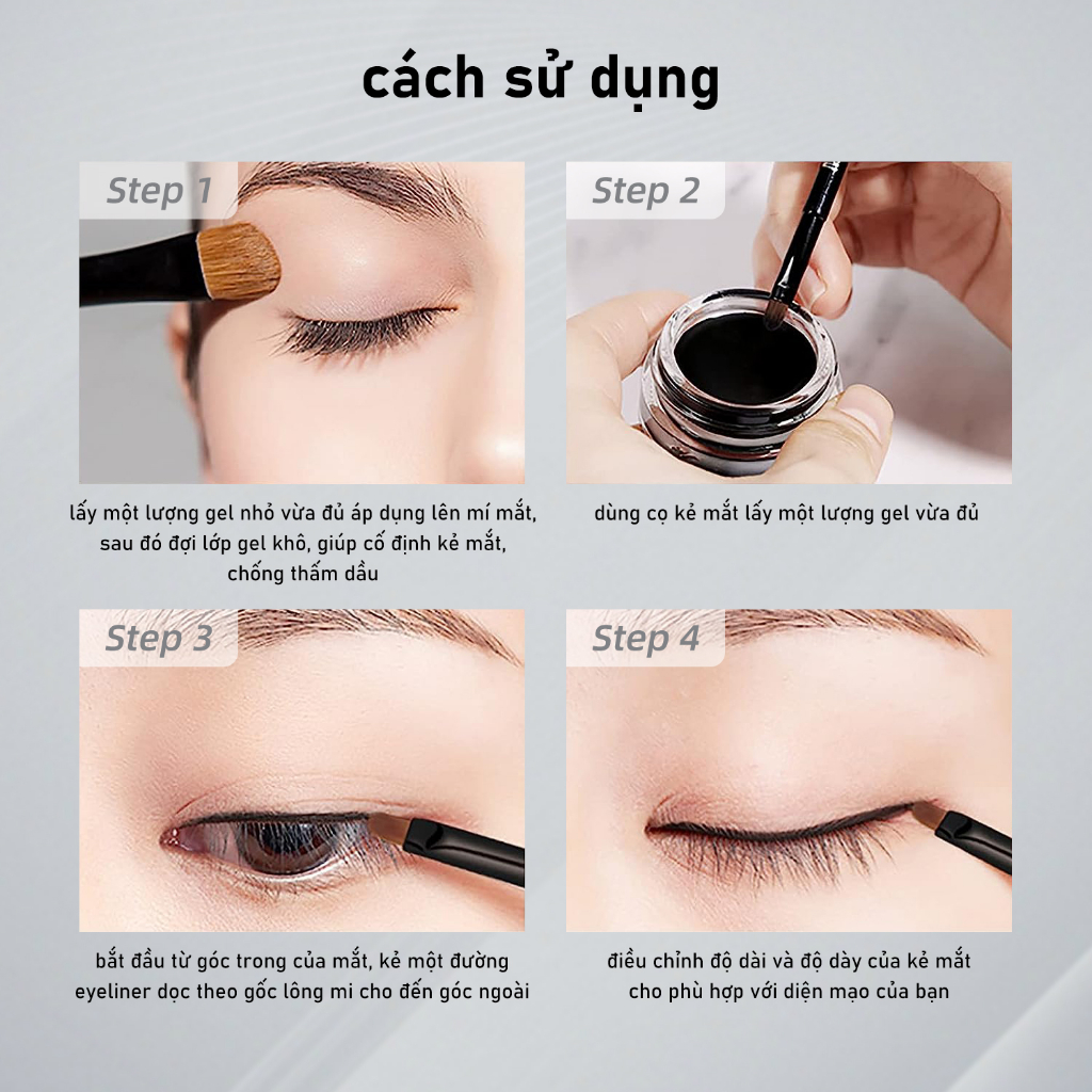 Bộ gel kẻ mắt và chân mày FELINWEL 2 màu với 2 cọ trang điểm