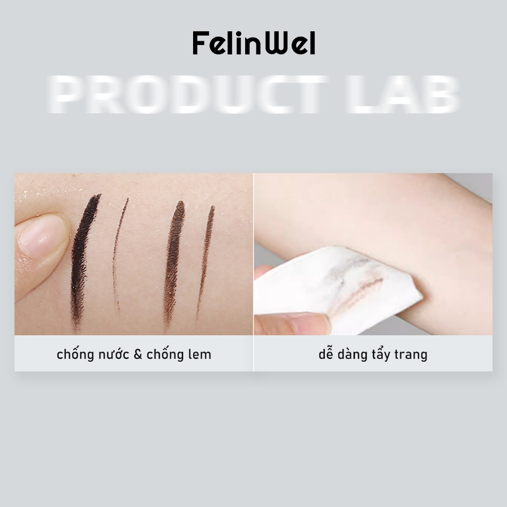 Bộ gel kẻ mắt và chân mày FELINWEL 2 màu với 2 cọ trang điểm