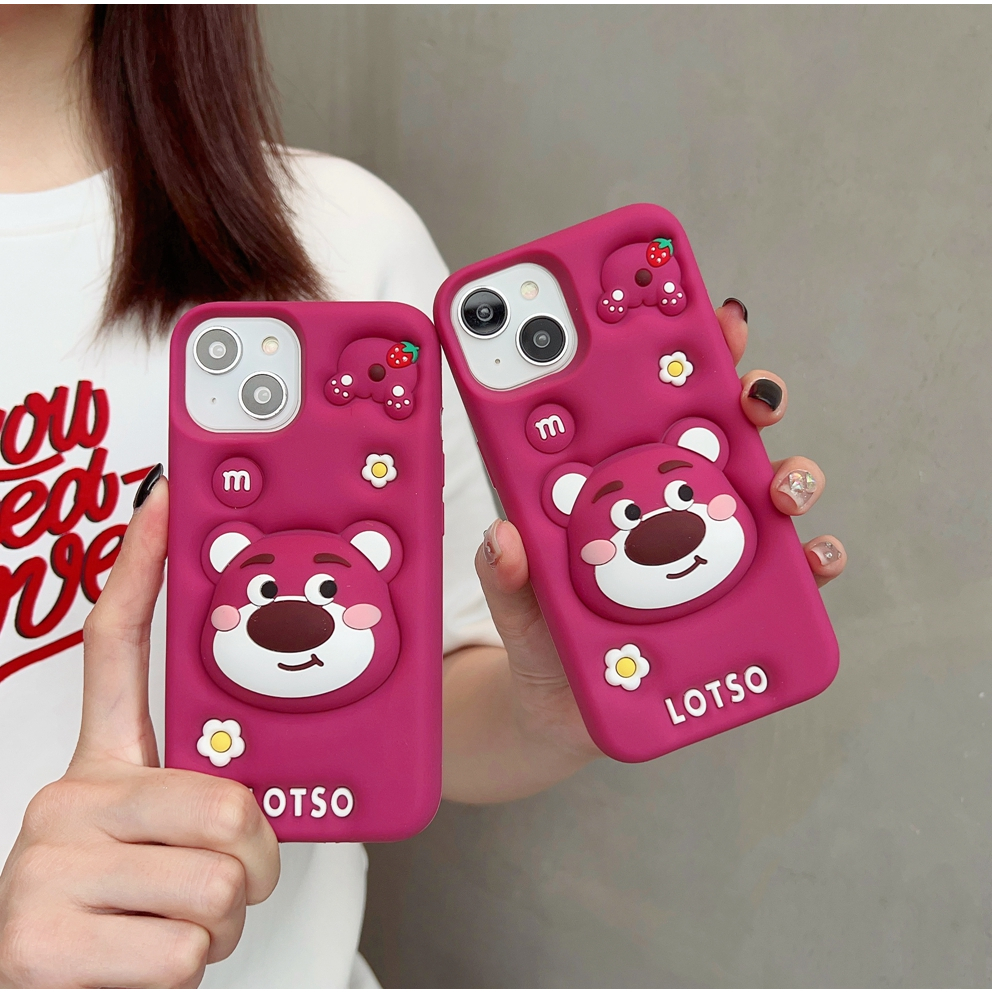 Ốp Điện Thoại Silicon Mềm Có Giá Đỡ Hình Gấu 3d Cho iphone 15pro 13 pro max 12 pro max 11 14promax