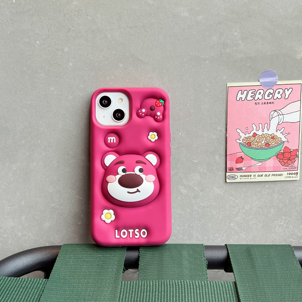 Ốp Điện Thoại Silicon Mềm Có Giá Đỡ Hình Gấu 3d Cho iphone 15pro 13 pro max 12 pro max 11 14promax