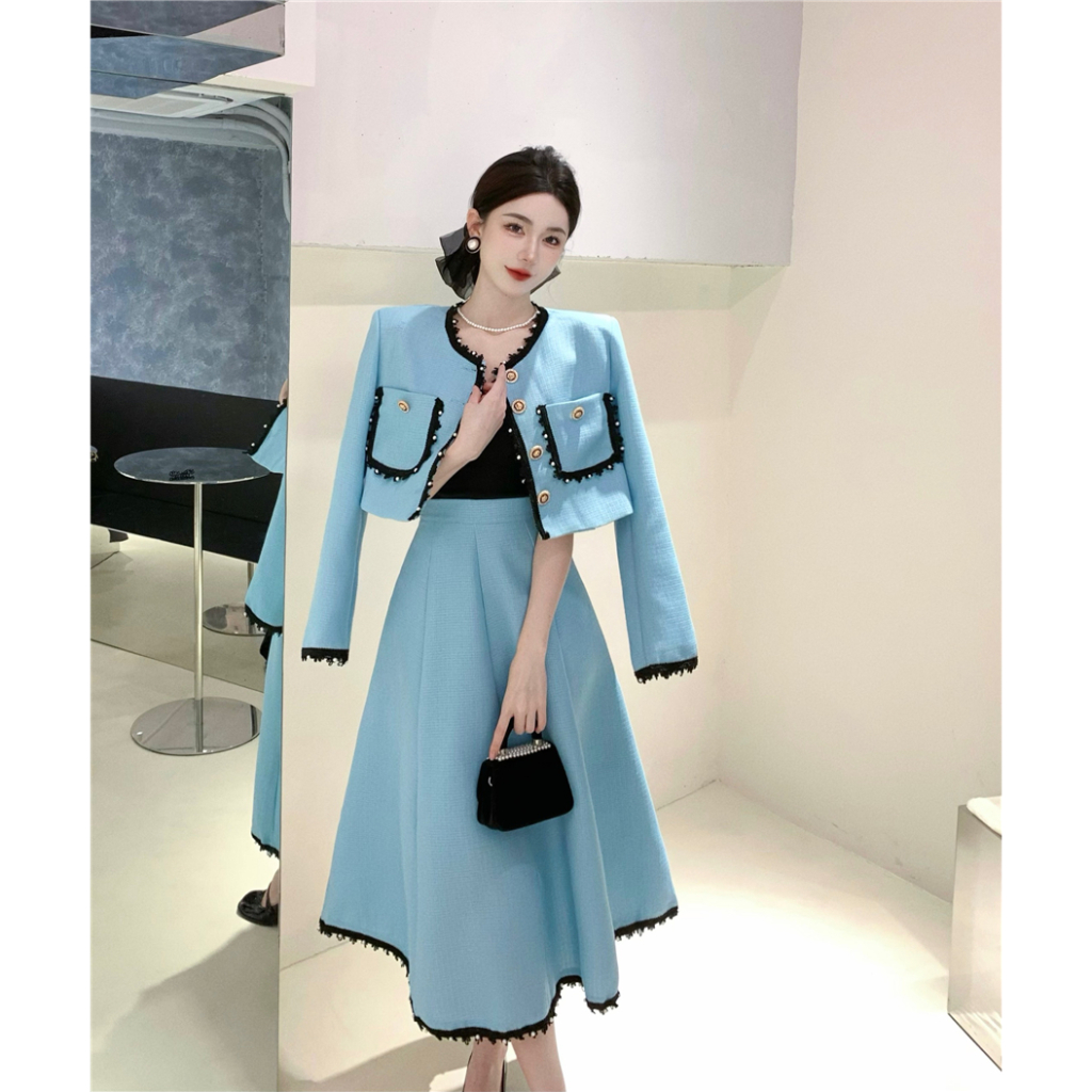 Set Áo Váy Xòe Hai Món Thời Trang Mùa Đông Mới 2023 Dành Cho Bạn Nữ Tuổi Trung Niên