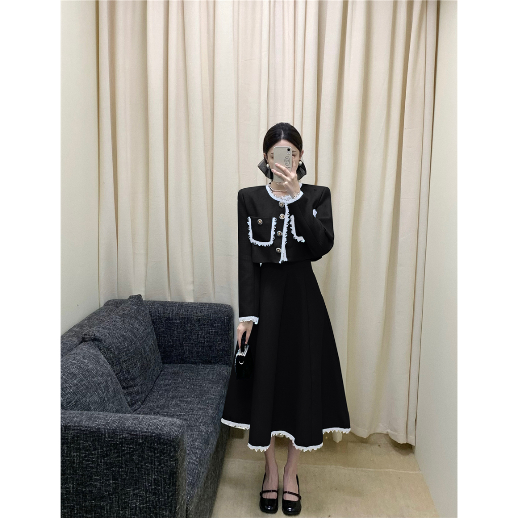 Set Áo Váy Xòe Hai Món Thời Trang Mùa Đông Mới 2023 Dành Cho Bạn Nữ Tuổi Trung Niên