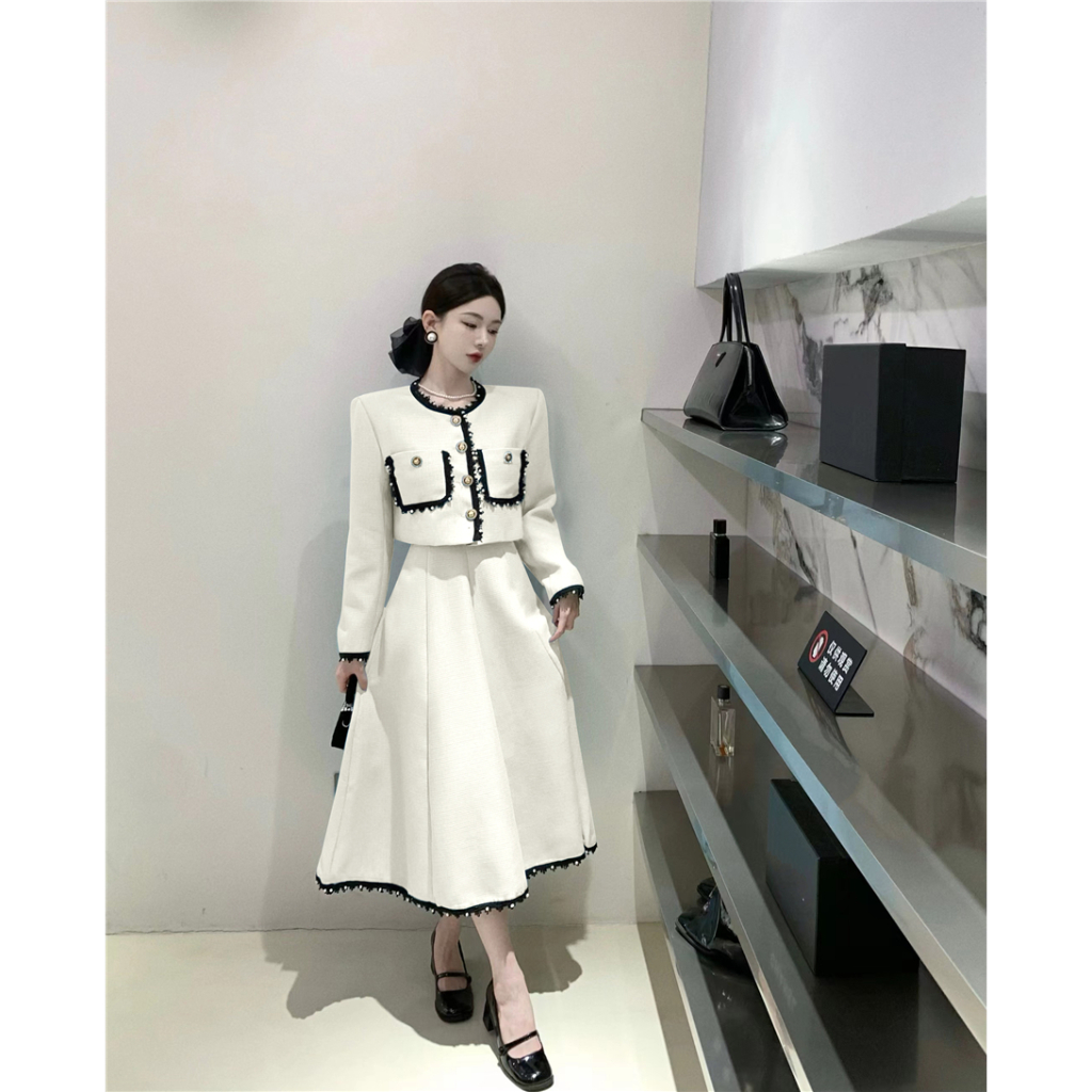 Set Áo Váy Xòe Hai Món Thời Trang Mùa Đông Mới 2023 Dành Cho Bạn Nữ Tuổi Trung Niên