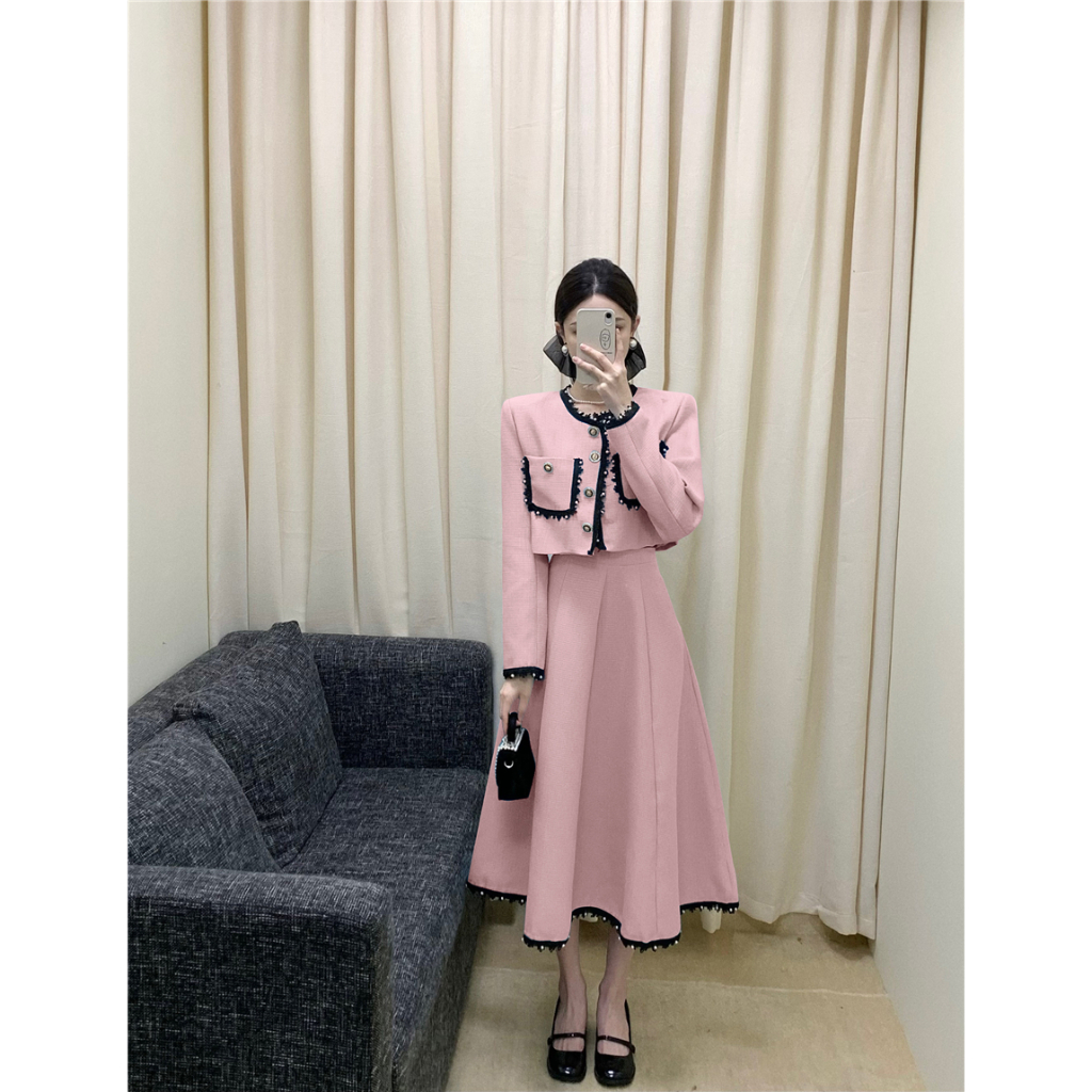 Set Áo Váy Xòe Hai Món Thời Trang Mùa Đông Mới 2023 Dành Cho Bạn Nữ Tuổi Trung Niên