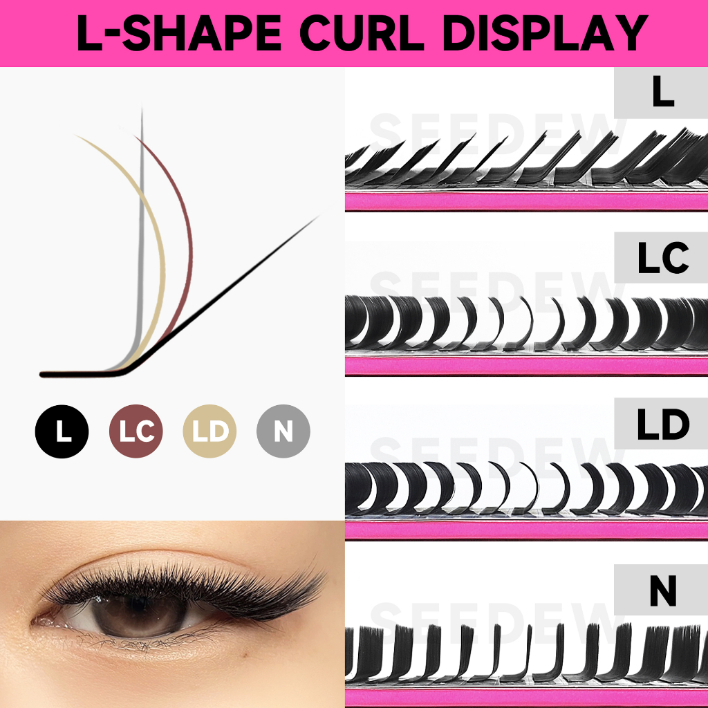 NAGARAKU SEEDEW Lông Mi Độ Cong L Classic Mi Mix  MI KHAY MIX ĐỘ CONG L 0,07/0,10/0,12mm Màu Đen Mờ