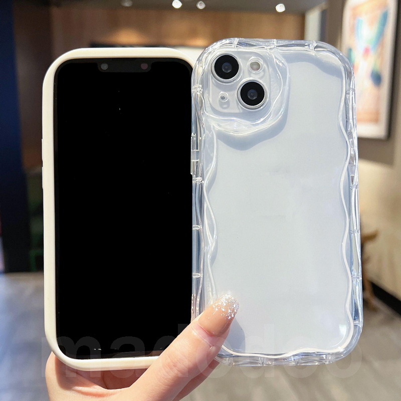 Ốp lưng Clear Soft Huawei P60 Pro P50 P40 P30 Mate 50 40 30 5G Y7P Y8P Y9S Y9 Prime 2019 Nova 4 7 7i Fine hole Wavy Cream Edge High sense simple solid color Airbag Shockproof Phone Case Cover YX 01