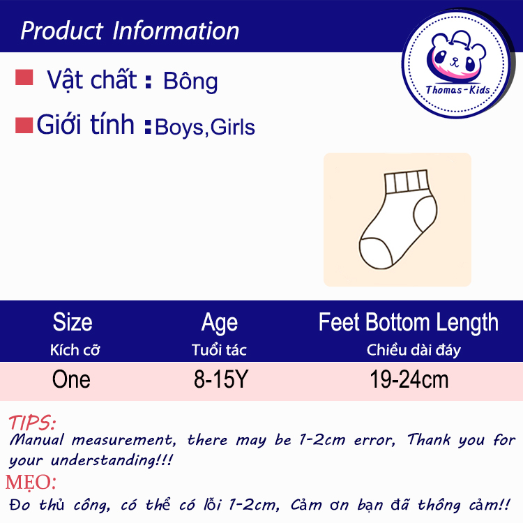 Vớ Thể Thao cotton Chống Trượt Thấm Hút Mồ Hôi Cho Bé Trai Và Gái 8-15 Tuổi