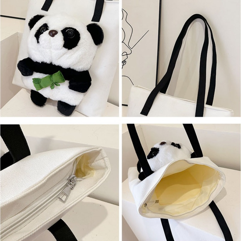 Túi tote Vải canvas Hình Gấu Trúc Hoạt Hình Nhật Bản Dễ Thương Thời Trang 2023 Cho Nữ