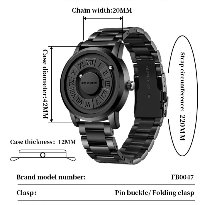 Foxbox Đồng Hồ Đeo Tay Nam Châm Chống Thấm Nước Bằng Thép Không Gỉ Dành Cho Nam