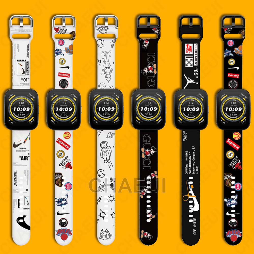 Silicone Dây Đeo Silicon In Họa Tiết Cho Đồng Hồ Thông Minh Huami Amazfit Bip 5 3 U Pro S / GTS 4 Mini 3 2