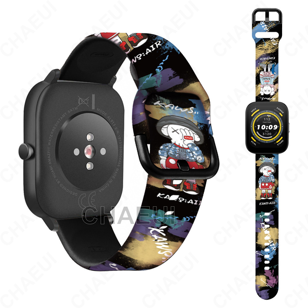 Silicone Dây Đeo Silicon In Họa Tiết Cho Đồng Hồ Thông Minh Huami Amazfit Bip 5 3 U Pro S / GTS 4 Mini 3 2