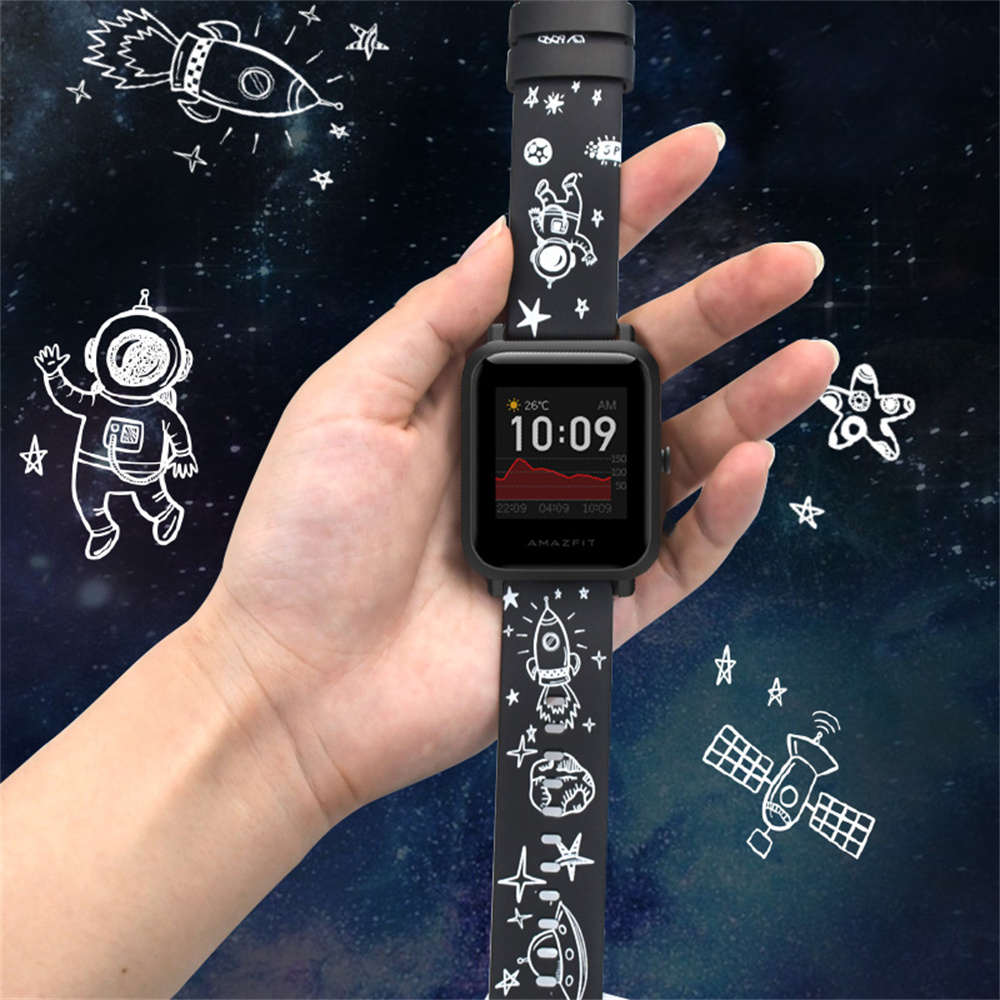 Silicone Dây Đeo Silicon In Họa Tiết Cho Đồng Hồ Thông Minh Huami Amazfit Bip 5 3 U Pro S / GTS 4 Mini 3 2