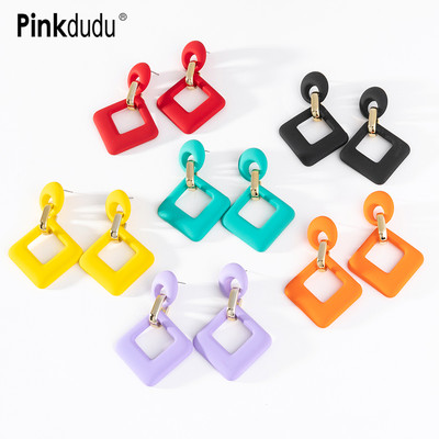 PINKDU Macaron 12 Màu Kim Cương Thả Bông Tai Acrylic Phong Cách Hàn Quốc Đơn Giản Thời Trang Phóng Đại Tập Hợp Hình Học Series Bông Tai Dành Cho Nữ Trang Sức Quà Tặng PD1488