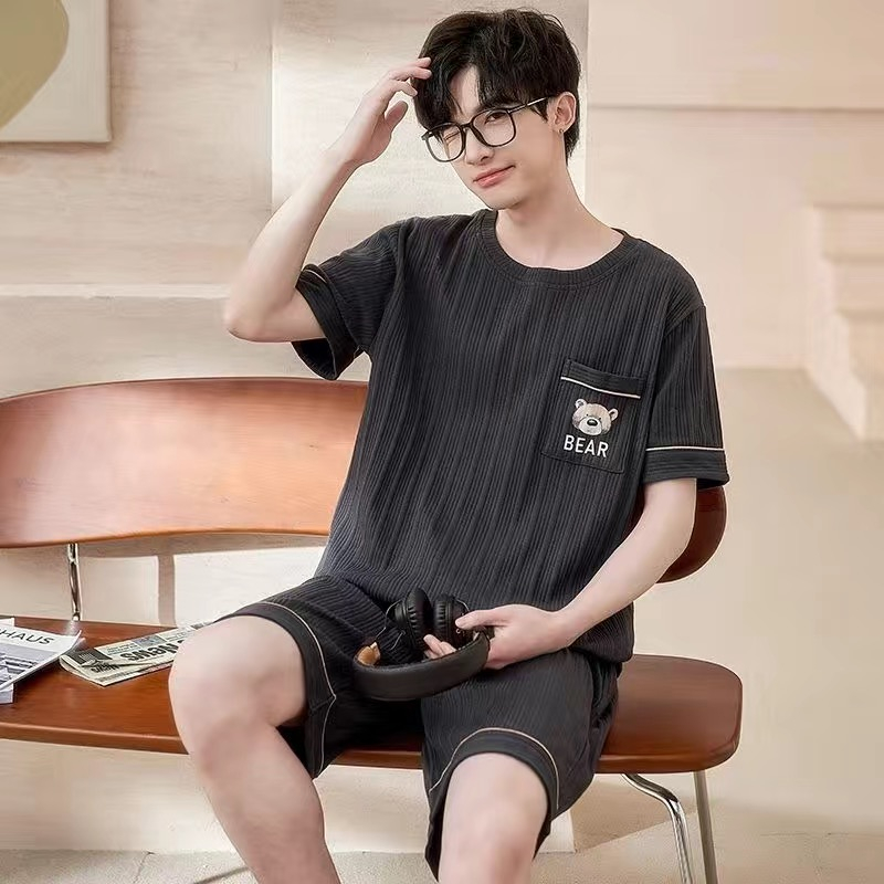 Bộ Đồ Ngủ 100% Cotton Tay Ngắn Plus Size Thời Trang Mùa Hè Cho Nam Giới Trung Niên