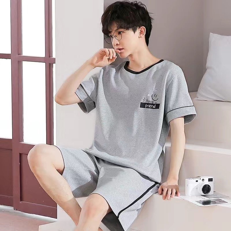 Bộ Đồ Ngủ 100% Cotton Tay Ngắn Plus Size Thời Trang Mùa Hè Cho Nam Giới Trung Niên