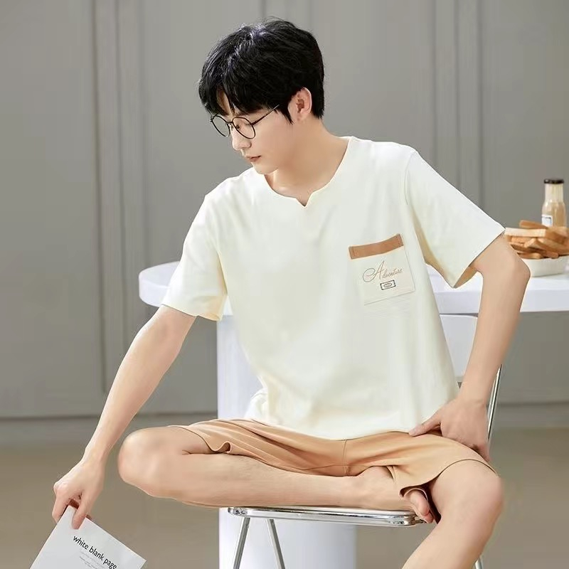 Bộ Đồ Ngủ 100% Cotton Tay Ngắn Plus Size Thời Trang Mùa Hè Cho Nam Giới Trung Niên