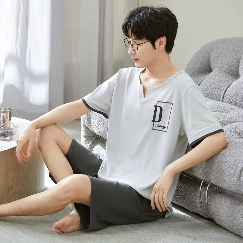 Bộ Đồ Ngủ 100% Cotton Tay Ngắn Plus Size Thời Trang Mùa Hè Cho Nam Giới Trung Niên