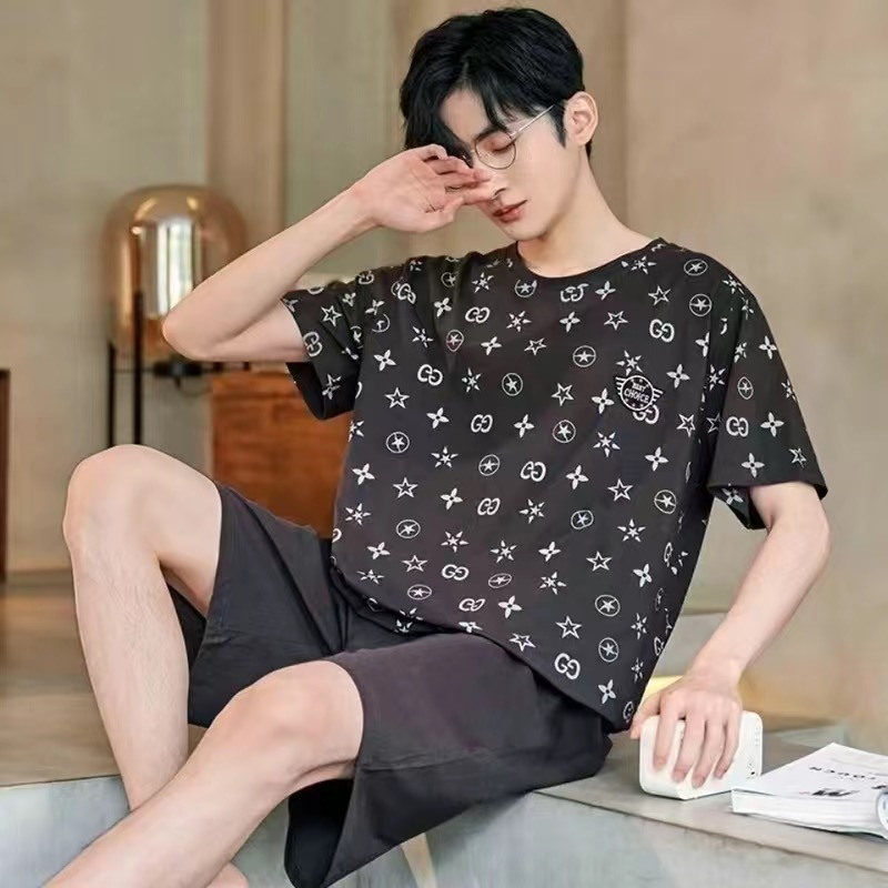 Bộ Đồ Ngủ 100% Cotton Tay Ngắn Plus Size Thời Trang Mùa Hè Cho Nam Giới Trung Niên