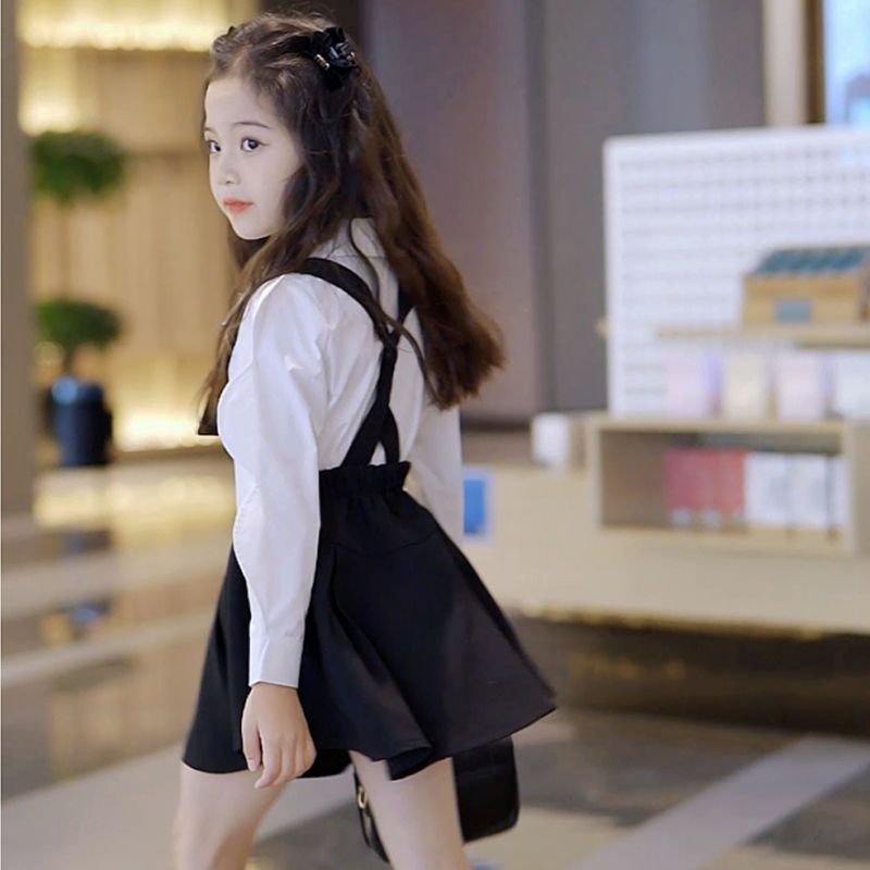Set Áo Sơ Mi Và Chân Váy Đáng Yêu Cho Bé Gái 3-14 Tuổi