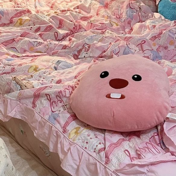 Dễ Thương Thú Nhồi Bông Hình Vòng Tua Rua Màu Hồng Siêu Mềm Mại Dùng Làm Quà Tặng Cho Bé Gái