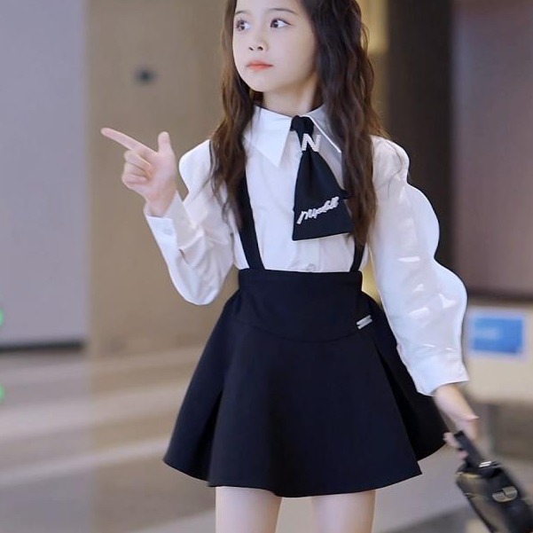 Set Áo Sơ Mi Và Chân Váy Đáng Yêu Cho Bé Gái 3-14 Tuổi