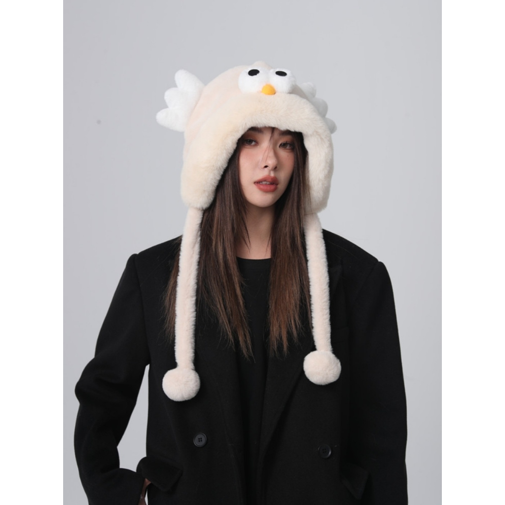 Mũ Lông Dày Dặn Giữ Ấm Tai Dễ Thương Thời Trang Thu Đông Cho Nữ