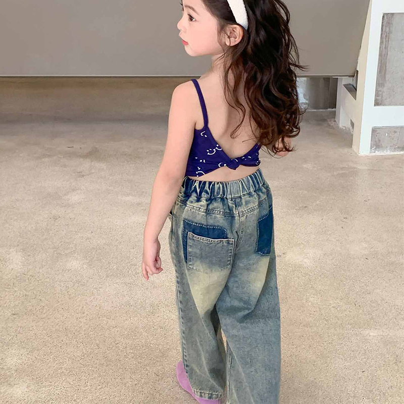 Thời Trang Quần Jean Rách Phong Cách retro Cho Bé Gái