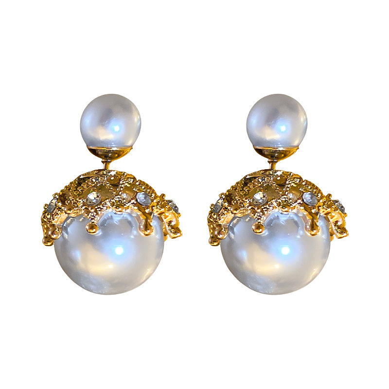 DREJEW Bông Tai Mạ Bạc Đính Kim Cương Và Ngọc Trai Nhân Tạo Thời Trang Hàn Quốc