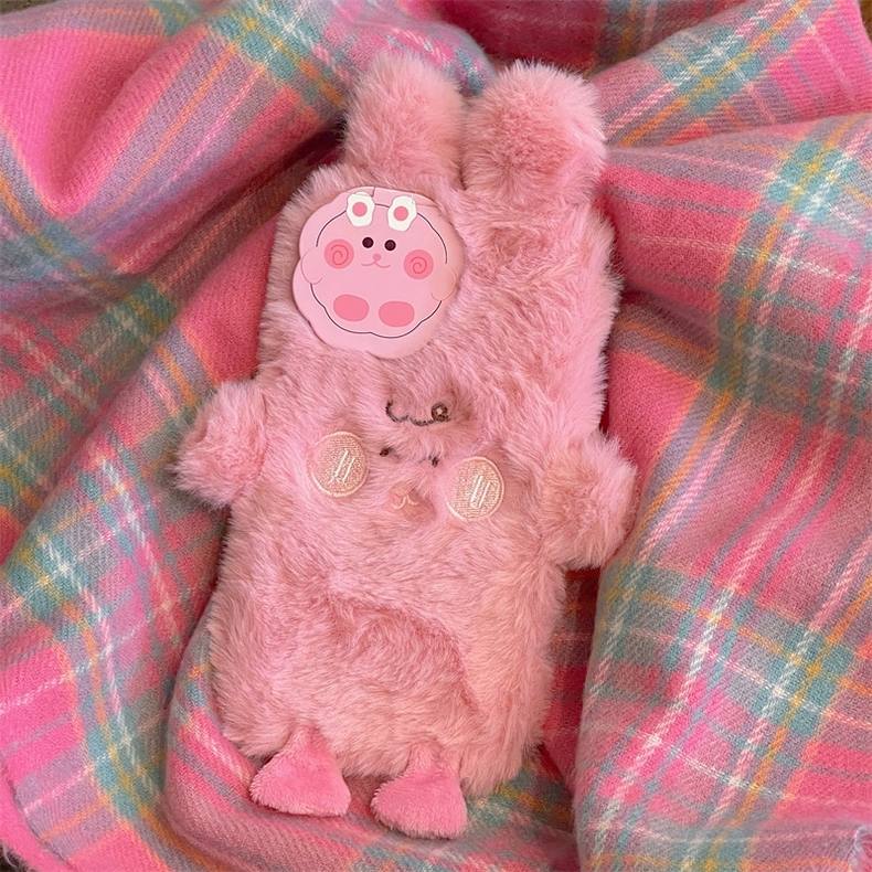 Ôp Điện Thoại Phủ Lông Hình Thỏ Hồng Dễ Thương Chống Sốc Cho Iphone 14 13Promax 12 / 11 14pro pro promax