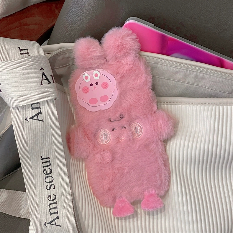 Ôp Điện Thoại Phủ Lông Hình Thỏ Hồng Dễ Thương Chống Sốc Cho Iphone 14 13Promax 12 / 11 14pro pro promax