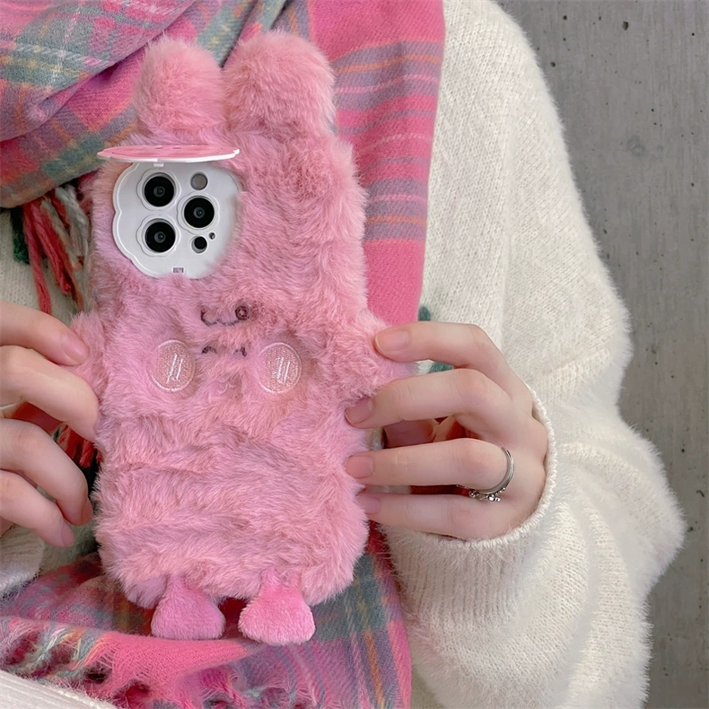 Ôp Điện Thoại Phủ Lông Hình Thỏ Hồng Dễ Thương Chống Sốc Cho Iphone 14 13Promax 12 / 11 14pro pro promax