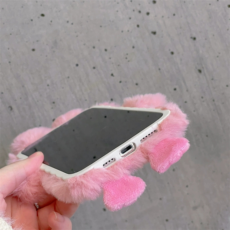 Ôp Điện Thoại Phủ Lông Hình Thỏ Hồng Dễ Thương Chống Sốc Cho Iphone 14 13Promax 12 / 11 14pro pro promax