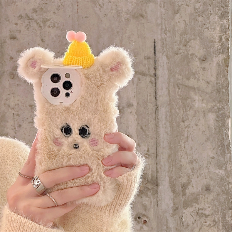 Ốp Điện Thoại Phủ Lông Chống Sốc Họa Tiết Hoạt Hình Cho Iphone 14 13Promax 12 / 11 14pro promax