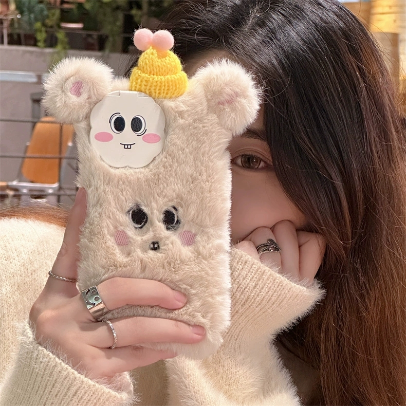 Ốp Điện Thoại Phủ Lông Chống Sốc Họa Tiết Hoạt Hình Cho Iphone 14 13Promax 12 / 11 14pro promax