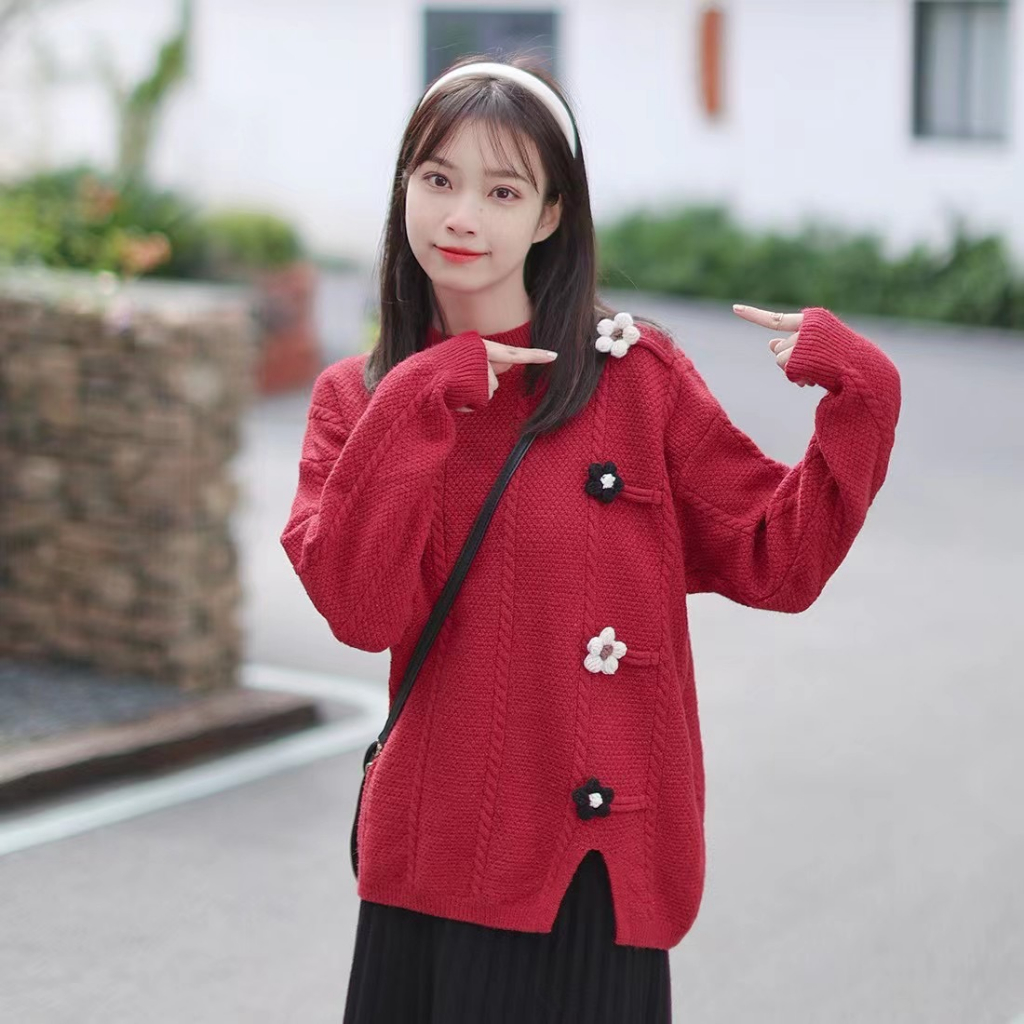 Mushiqi Áo sweater Dệt Kim Dày Dặn Thời Trang Cho Nữ