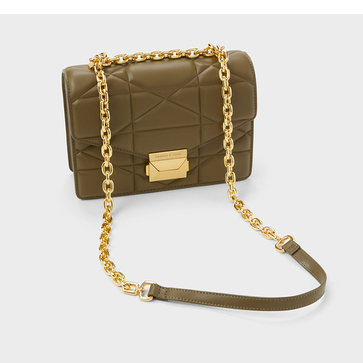 Cnk23 Túi Nữ Phong Cách Mới ck2- 80782204 Túi Xách Đeo Vai Kiểu Vuông Nhỏ Phối Dây Xích Thời Trang Sành Điệu