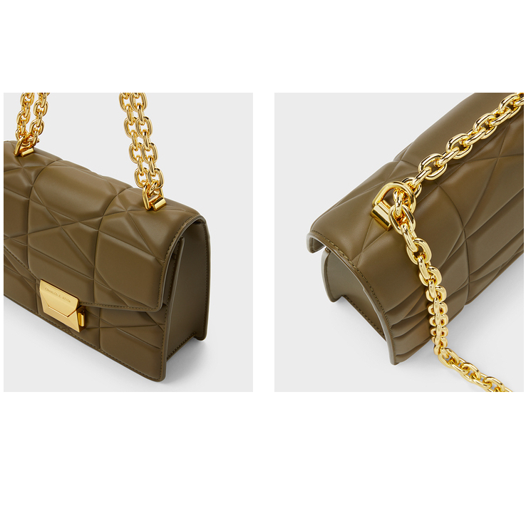 Cnk23 Túi Nữ Phong Cách Mới ck2- 80782204 Túi Xách Đeo Vai Kiểu Vuông Nhỏ Phối Dây Xích Thời Trang Sành Điệu