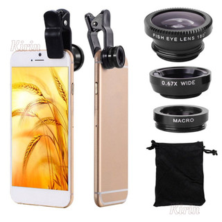 [Fitslim] 3 In 1 Mobile Phone Lens Fish Eye Smartphone Wide Angle Macro Camera Lens Kit