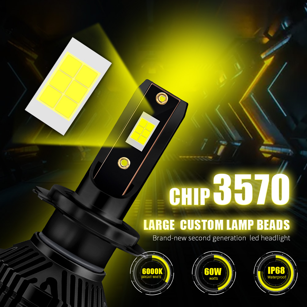 Tự Động Đèn Pha Siêu Sáng 3570 chip 60w 30000lm 6500k 9006 / hb4 9005 / hb3 h1 h8 h7 h4 h11 h9 9012