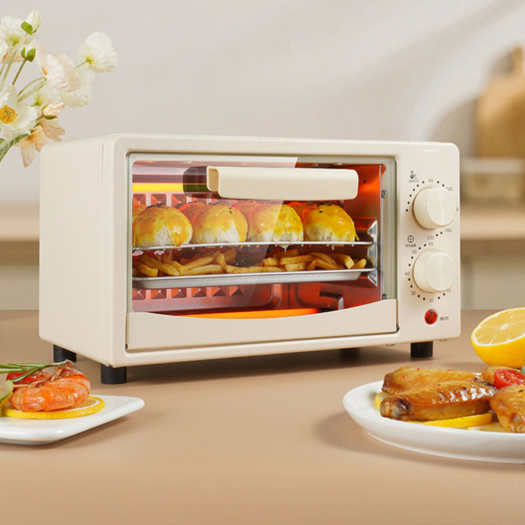 Lò nướng mini, lò nướng đa năng - 2 giá Dung tích 12L màu be Điều khiển thông minh Làm nóng hiệu quả cao cho nhà bếp gia đình CN cắm 220V - Nitrogen071