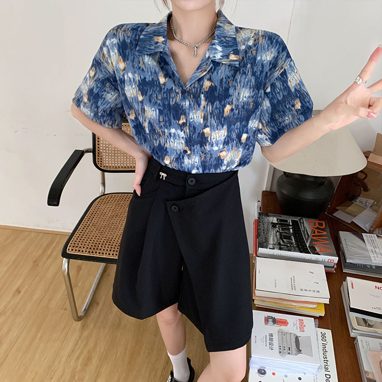 Áo Sơ Mi Voan Tay Lửng In Họa Tiết Hoa Thời Trang Dành Cho Nam Nữ