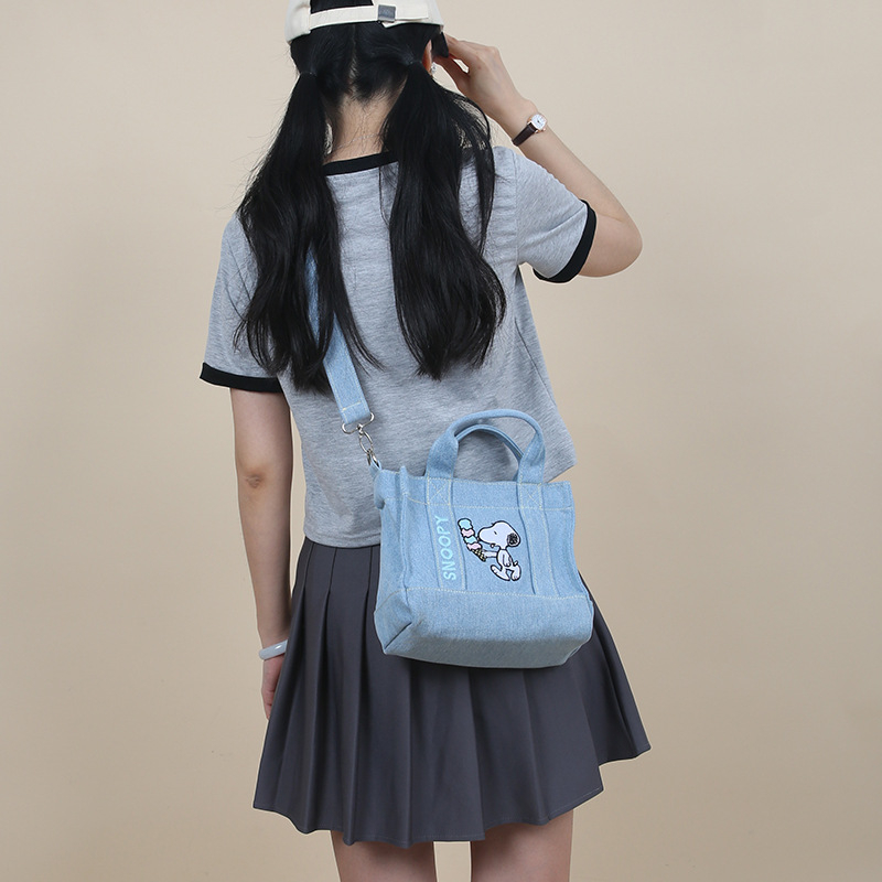 BEIBAOBAO Túi Xách denim Phối Nhung Dễ Thương Cho Nữ