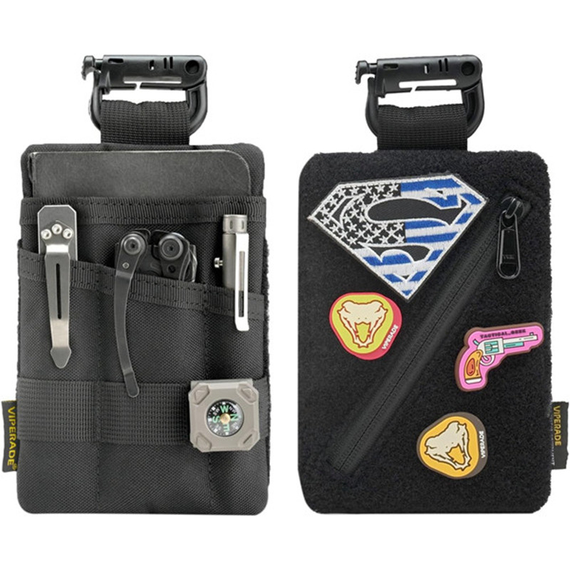 Dụng cụ sắp xếp bỏ túi VE23, Túi EDC có 3 khe cắm dụng cụ, Túi bỏ túi EDC với 1 túi lớn, Túi sắp xếp EDC có khu vực miếng dán DIY