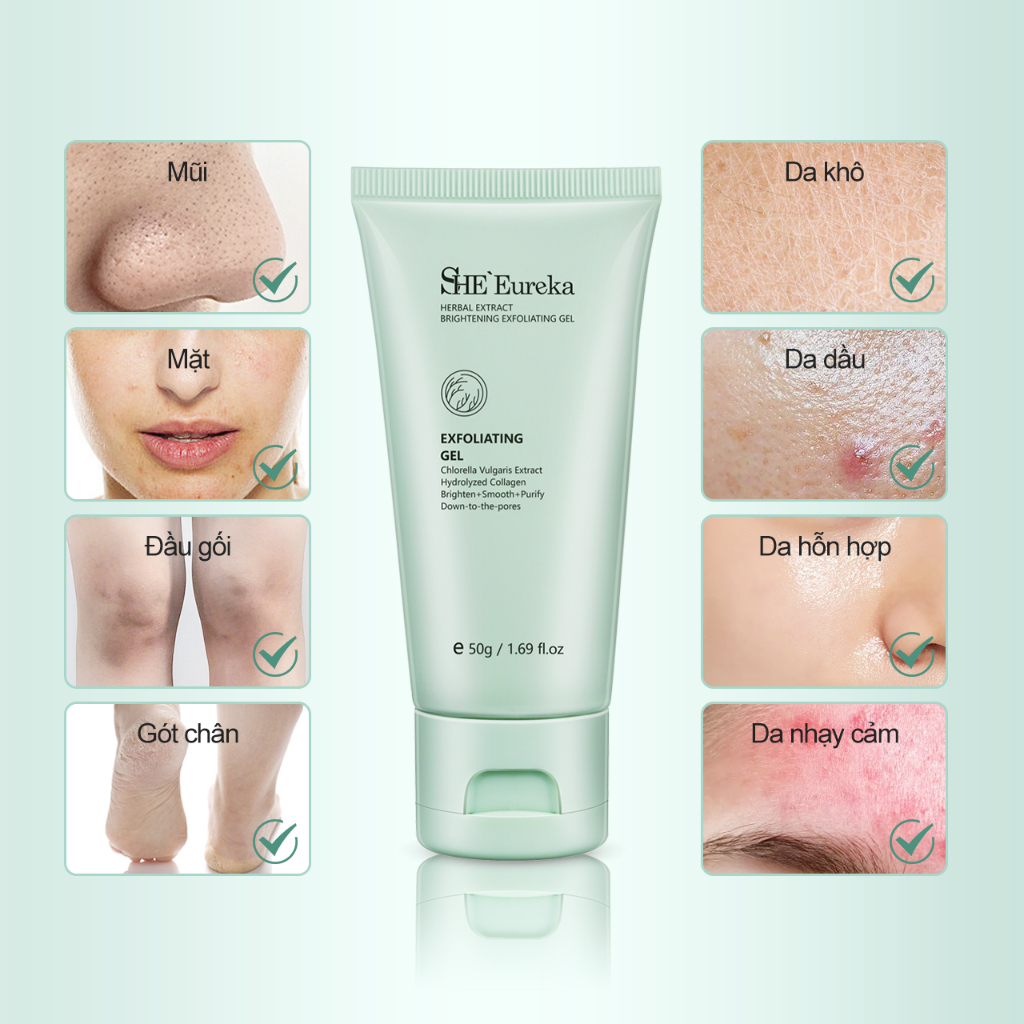 2pcs Gel Tẩy Tế Bào Chết Dưỡng Ẩm Nuôi Dưỡng Cải Thiện Làn Da 50g she eureka herbal
