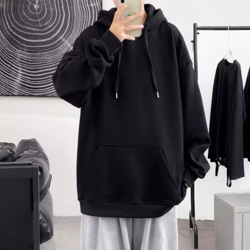 Áo sweater Tay Dài Màu Trơn Dáng Rộng Phong Cách Hàn Quốc Thời Trang Mùa Thu Cho Nam