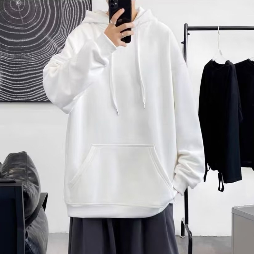 Áo sweater Tay Dài Màu Trơn Dáng Rộng Phong Cách Hàn Quốc Thời Trang Mùa Thu Cho Nam