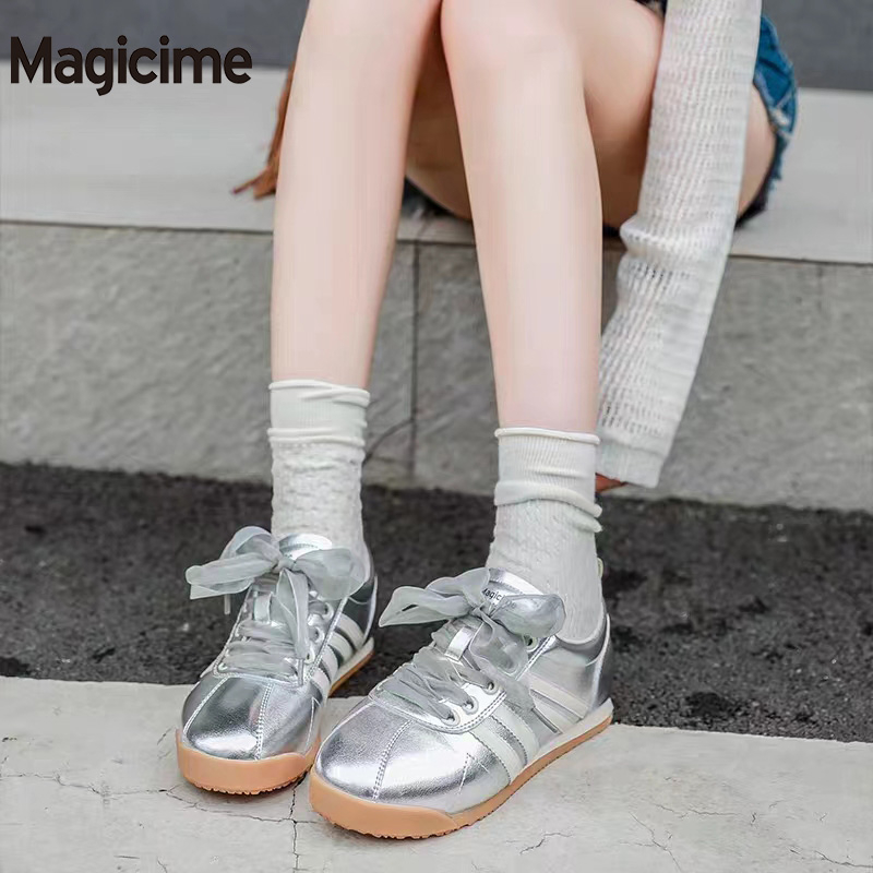 Magicime Giày Thể Thao Đế Bằng Thời Trang Xuân Thu 2023 Phong Cách retro Đức Cho Nữ