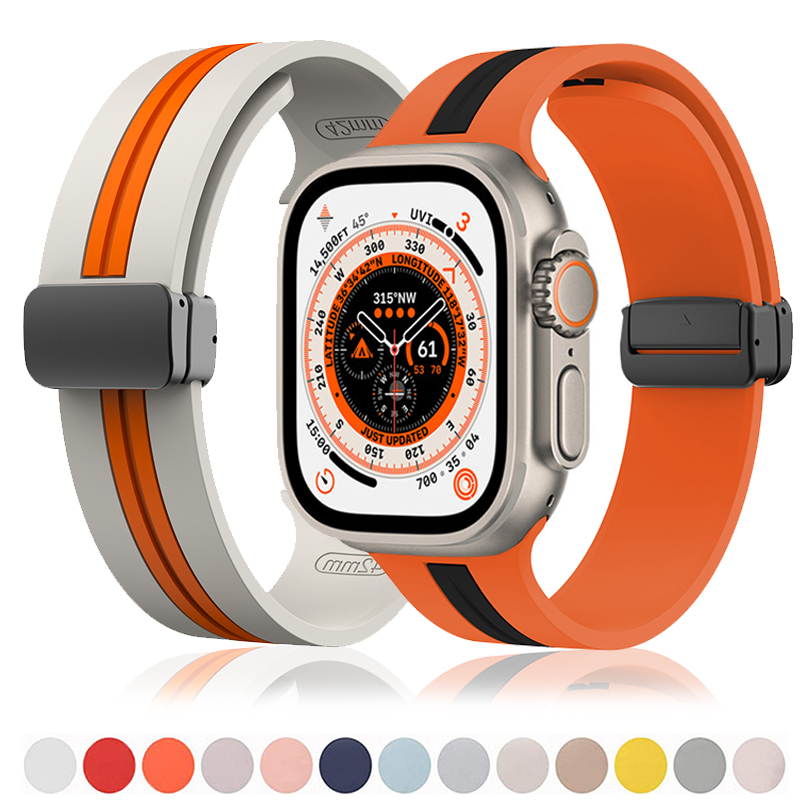 Silicone Dây Đeo Silicon Khóa Nam Châm Cho Đồng Hồ Thông Minh apple watch series 8 7 6 ultra 49mm 45mm 44mm i watch 5 4 3 2 1 se 42 / 40mm 38mm 41mm